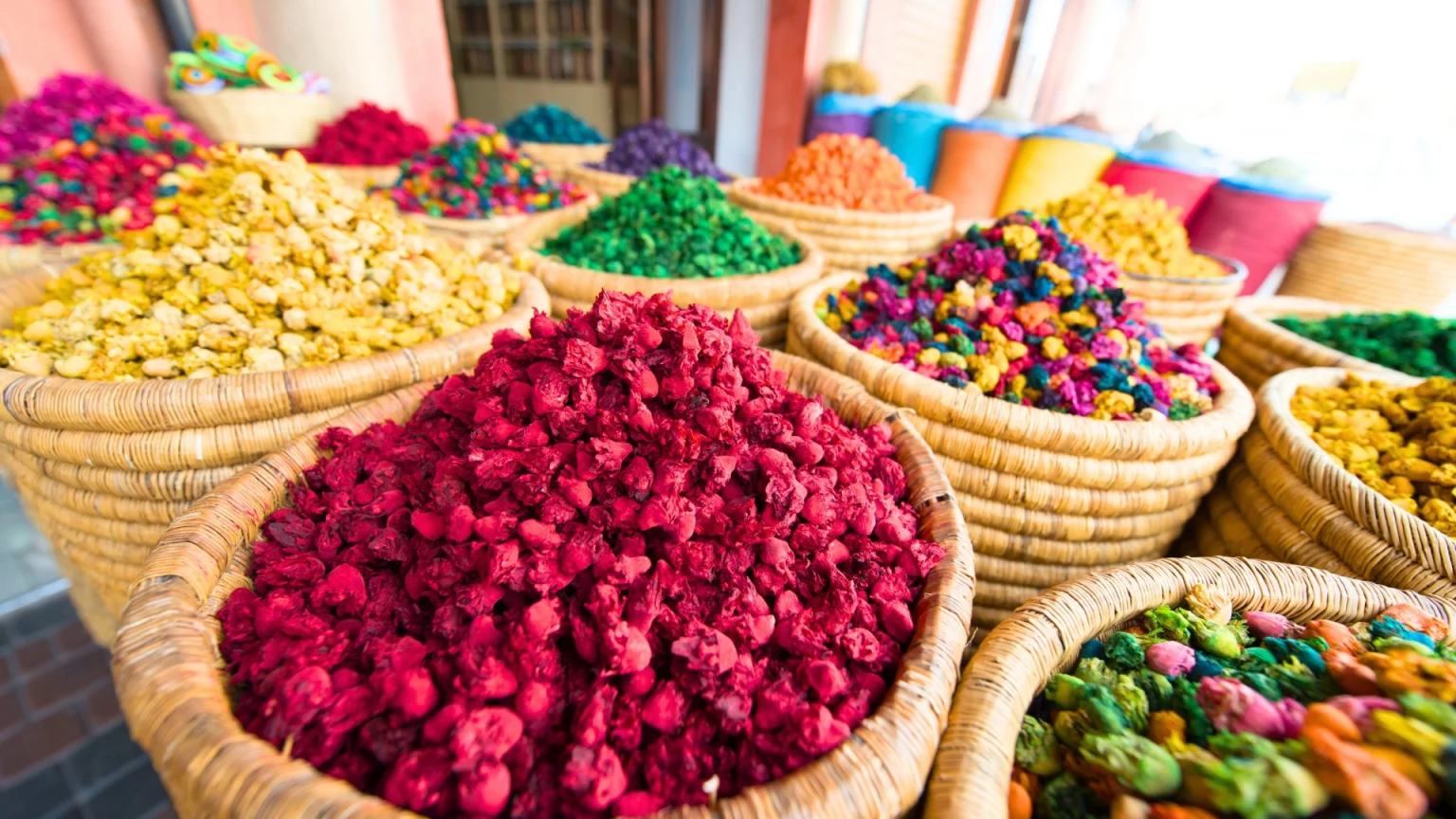 morocco marrakech souk colori